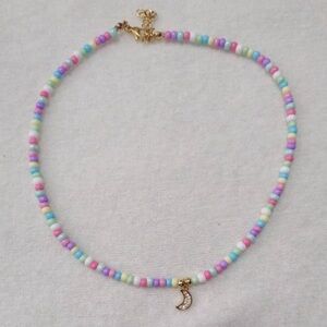 NEW Handmade Beaded Necklace with Moon Charm